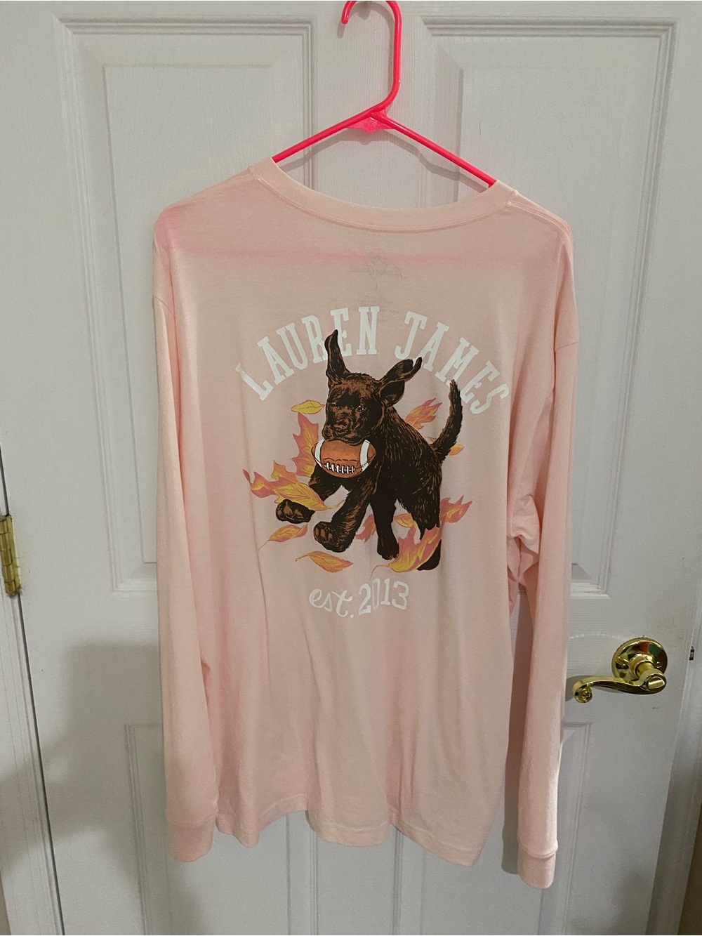 Lauren James Pale Pink Long-Sleeve Tee with Graphic Donkey
